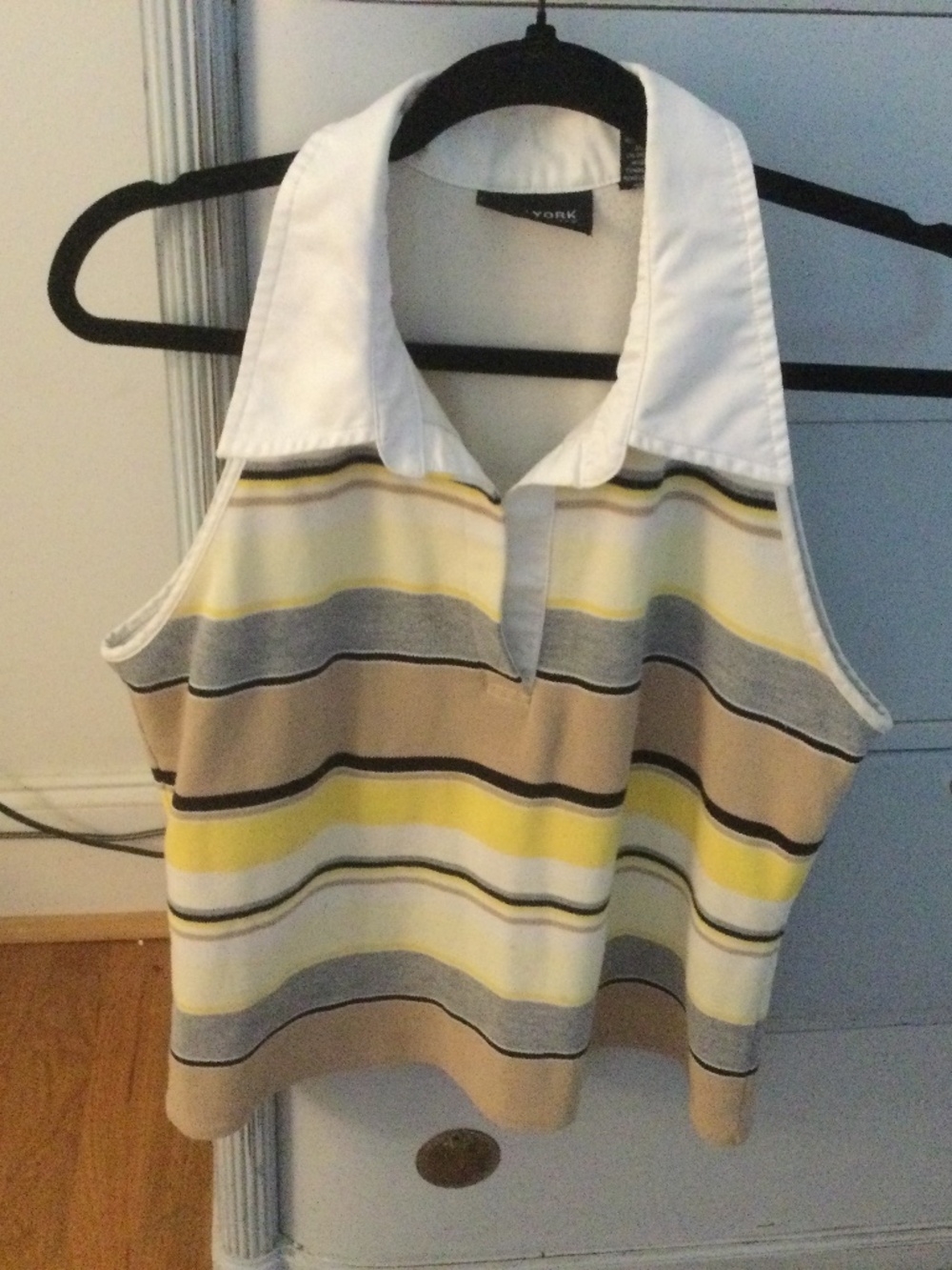 New York And Company Striped Knit Halter Top L